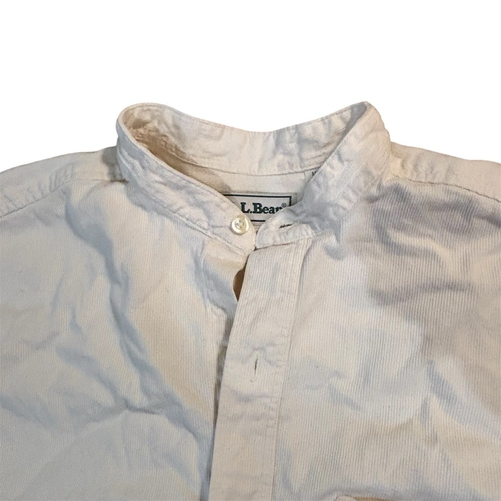 L.L. Bean men’s medium tall cream button down corduroy shirt